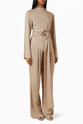 Aurore High-neck Pleated Jumpsuit