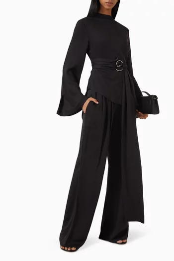 Aurore High-neck Pleated Jumpsuit