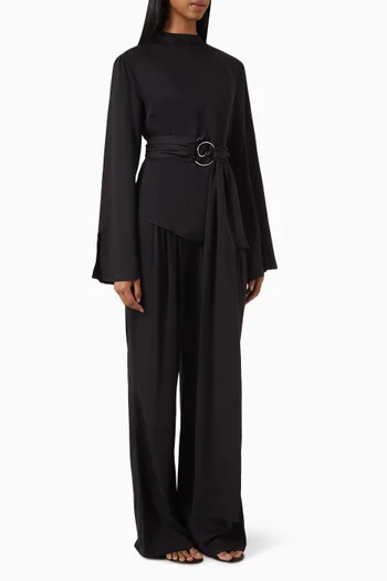 Aurore High-neck Pleated Jumpsuit