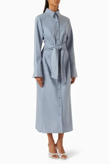 Fern Midi Shirt Dress in Linen-blend