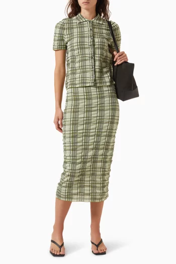 Checked Jacquard Midi Skirt in Cotton