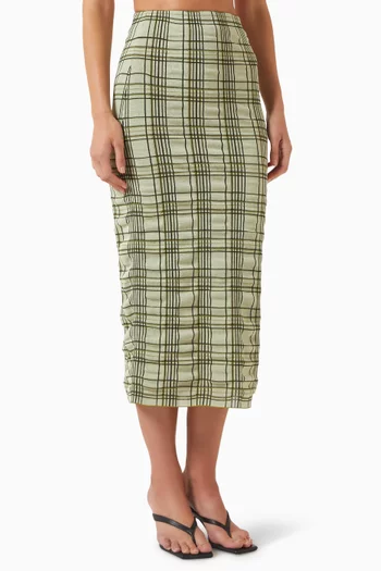 Checked Jacquard Midi Skirt in Cotton