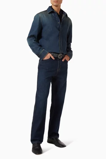 Washed Shirt in Cotton Denim