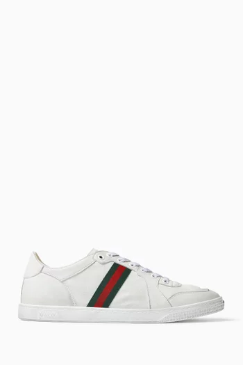 Worn-out Effect Stretch Low-top Sneakers in Leather