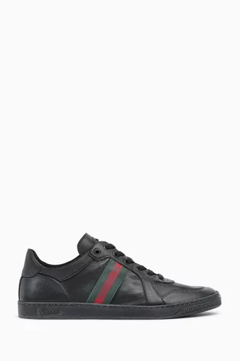 Stretch Low-top Sneakers in Leather