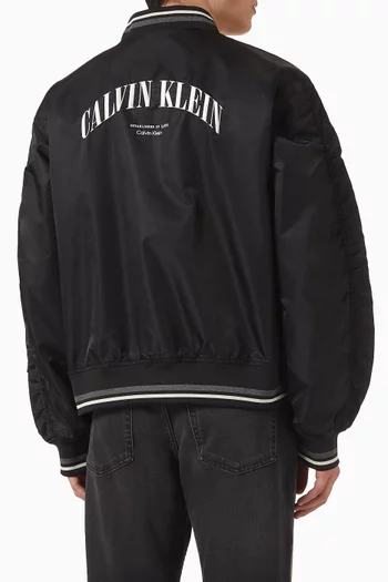 Tipped Graphic Bomber Jacket in Nylon