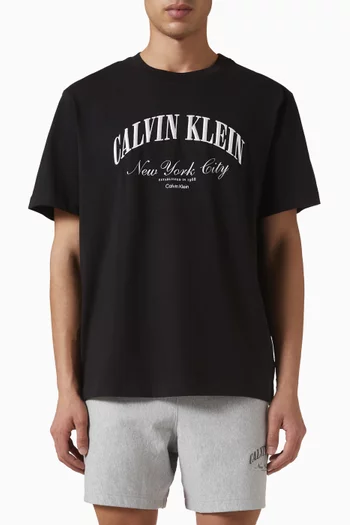 Embroidered NYC Logo T-shirt in Cotton-jersey