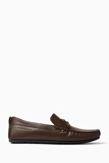 Logo Driver Loafers in Leather