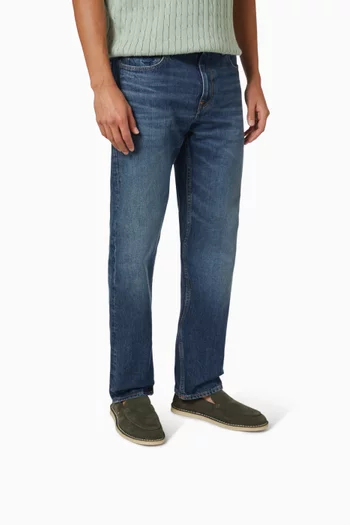 Debossed Logo Topstitch Loafers in Suede