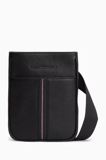 Metal Logo Crossbody Bag in Pebble Grain
