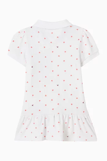 Heart Print Pointelle Polo Dress