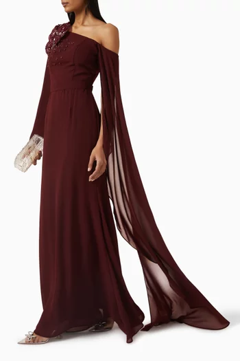 Embellished One-shoulder Dress