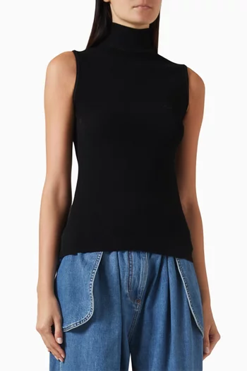 High-neck Top in Viscose Blend