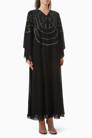 عباية مزينة بتطريزات شيفون