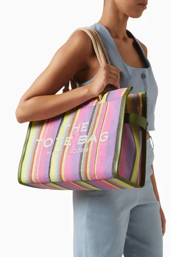 The Large Tote Bag in Striped Mesh