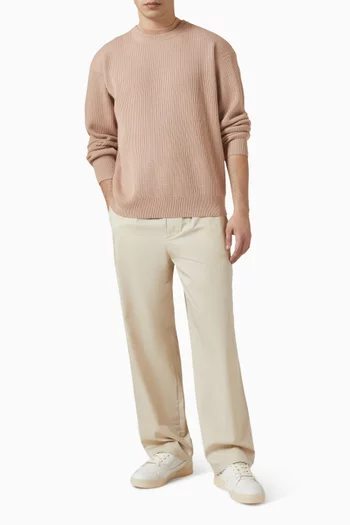 Ribbed Crewneck Sweater in Wool & Silk