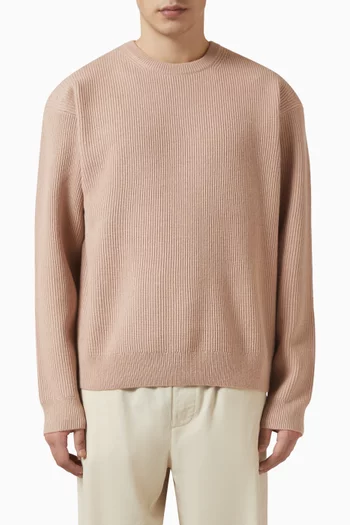 Ribbed Crewneck Sweater in Wool & Silk