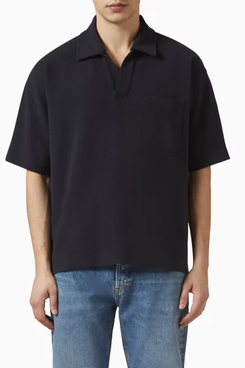 Textured Polo Shirt in Cotton-blend