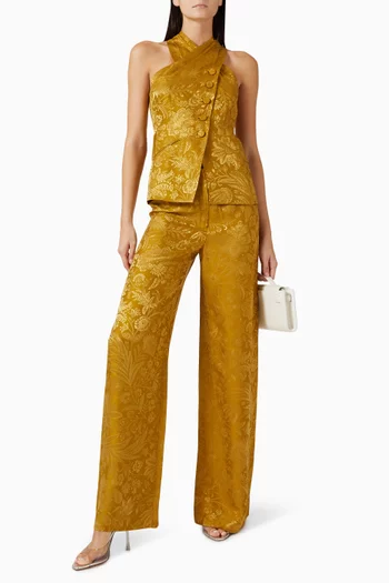 Ronin Wide-leg Pants in Silk-satin Jacquard