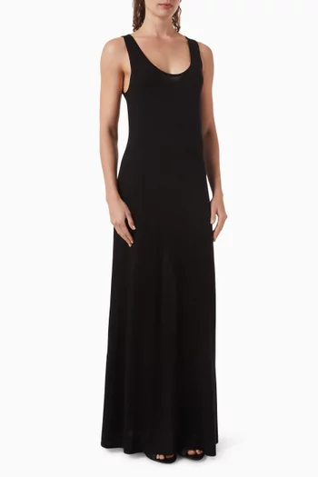 Scoop Neck Maxi Dress in Silk & Cotton
