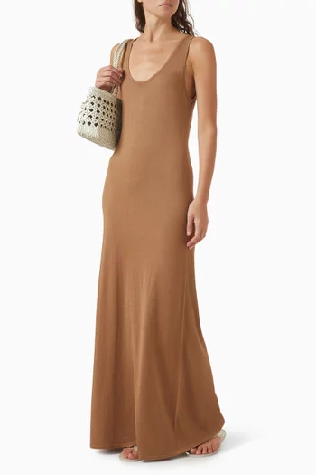 Scoop Neck Maxi Dress in Silk & Cotton