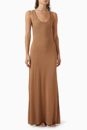 Scoop Neck Maxi Dress in Silk & Cotton