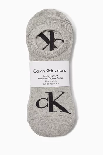 Footie High-cut Socks in Organic Cotton-blend, Set of 2