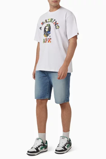Multi Logo College Relaxed Fit T-shirt in Cotton