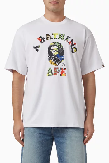 Multi Logo College Relaxed Fit T-shirt in Cotton