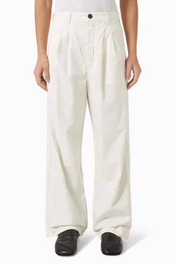 Pleated Loose Fit Pants in Cotton & Linen