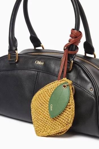 Lemon Logo Bag Charm in Raffia