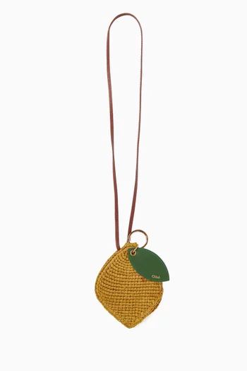 Lemon Logo Bag Charm in Raffia