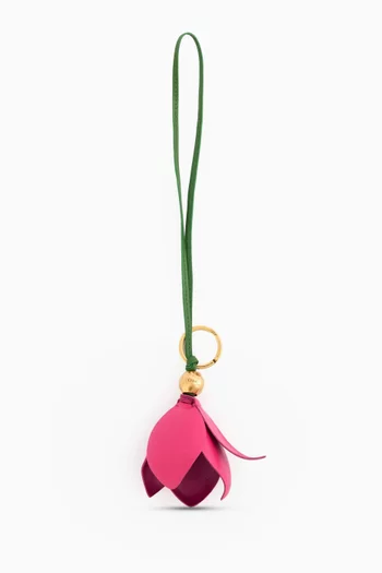 Tulip Key Ring Bag Charm in Grained Leather