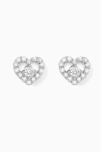 Open Heart Diamond Stud Earrings in 18kt White Gold