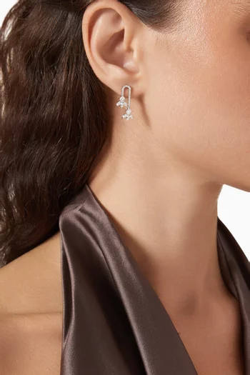 Leaf Motifs Diamond Drop Earrings in 18kt White Gold