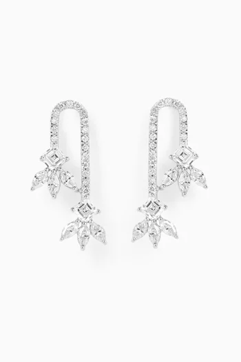 Leaf Motifs Diamond Drop Earrings in 18kt White Gold