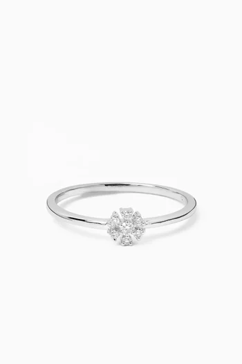 Dandelion Flower Diamond Ring in 18kt White Gold