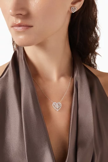Heart Diamond Necklace in 18kt White Gold