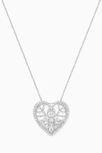 Heart Diamond Necklace in 18kt White Gold