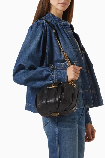 Plisse Crossbody Bag in Pleated Leather