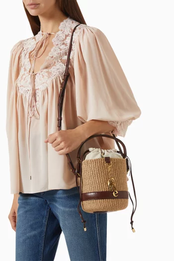 Charms Bucket Bag in Raffia & Leather
