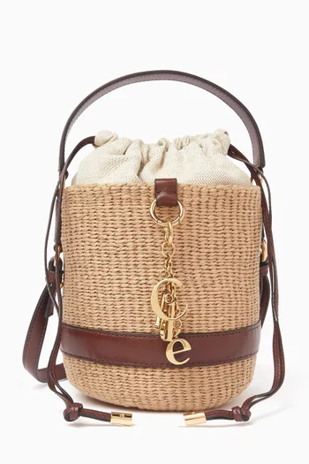 Charms Bucket Bag in Raffia & Leather