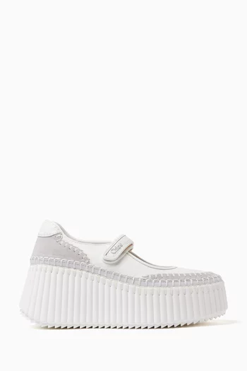 Nama Flatform Ballet Flats in Leather & Suede