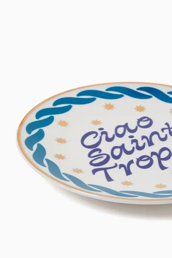 طبق مزين بعبارة Ciao Saint Tropez بورسلين