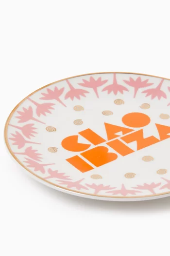 طبق صغير مزين بعبارة Ciao Ibiza بورسلين