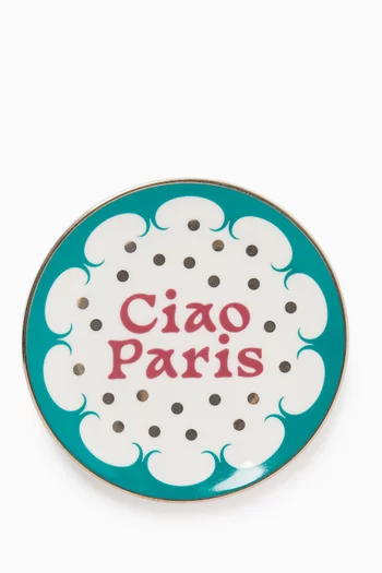 طبق صغير مزين بعبارة Ciao Paris بورسلين