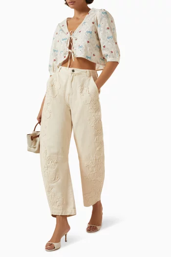 Salen-print Cropped Shirt