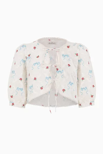 Salen-print Cropped Shirt