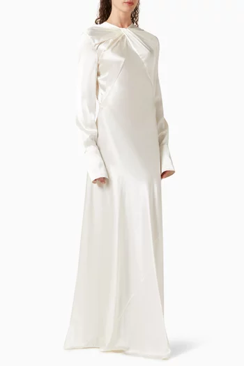 Gathered-neck Dress in Viscose Blend
