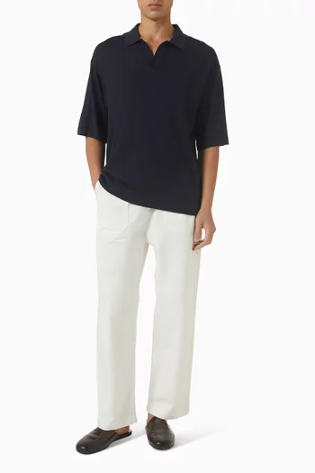 Pele Polo Sweater in Textured Lyocell & Wool